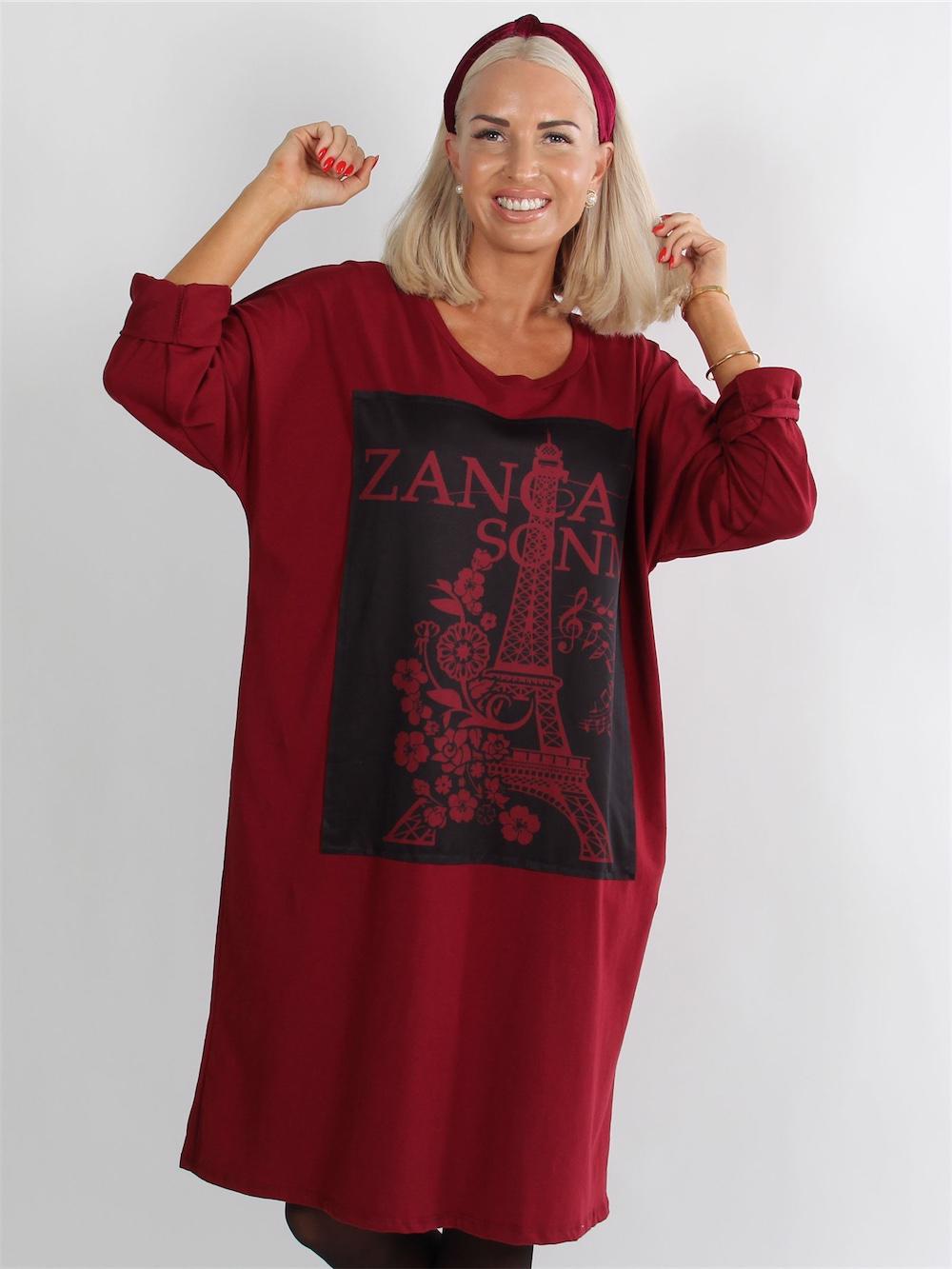 Zanca Sonne - Armygrøn joggingkjole med fint motiv og Zanca Sonne skrevet foran